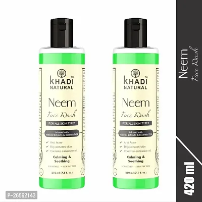 Khadi Natural Ayurvedic Neem Face Wash 210ML - Purifying and Refreshing Facial Cleanser 210 ML Pack 2-thumb0