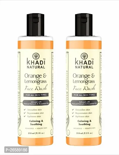 Khadi Natural Orange Lemongrass Herbal Face Wash 210 ML Pack 2-thumb0