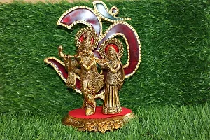 Salvus App SOLUTIONS Golden Metal Multicolor OM Radha Krishna Murti, Statue for Home-Table, Office Decor, Car Dashboard  Gift (7 inch)-thumb1