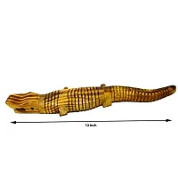 Salvus App SOLUTIONS Wooden Handmade Miniature Crocodile Decorative Showpiece for Home & Office, Toy for Play & Gift Item (12 inch)-thumb1