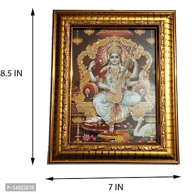 Salvus App SOLUTIONS Beautiful Photo Frame Along with Goddess Saraswati's Picture, Idol Photo Frame(Brown_8.5x7 inch)-thumb2
