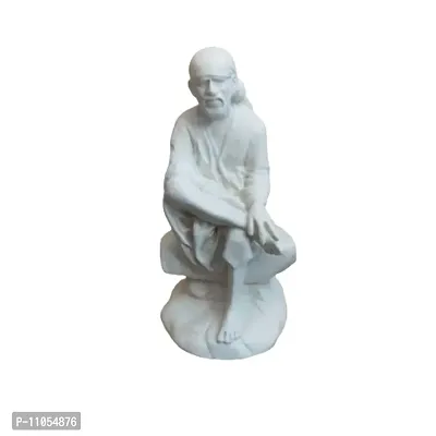 Salvus APP SOLUTIONS Handmade White Marble Dust Sai Baba Murti / Statue for Home-Office Decor & Car Dashboard 2x2x5 inch-thumb5