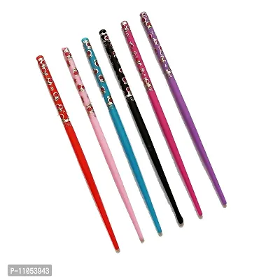 Salvus App SOLUTIONS Stylish Multicolor Metal Hair Stick Set of 6-thumb2