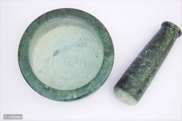 Salvus App SOLUTIONS Italian Green Marble Handmade Masher/Mortar & Pestle Set for Home Decor, Utility & Kitchen Use (4 Inches)-thumb3