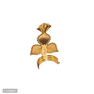 Salvus App SOLUTIONS Beautiful Golden and Flower Shaped Mukut with Golden & Green Moti for laddu Gopal/Krishna Statue (Size-2x3 Inch)-thumb4