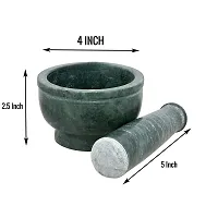 Salvus App SOLUTIONS Italian Green Marble Handmade Masher/Mortar & Pestle Set for Home Decor, Utility & Kitchen Use (4 Inches)-thumb1