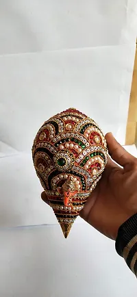 Salvus APP SOLUTIONS Decorative Heavy Work Coconut/Nariyal for Pooja, Weddings & Festivities (6 inch)-thumb2