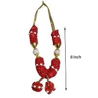 Salvus APP SOLUTIONS Artificial Red Flower with White Moti Balls Garland/Mala for God Idols & Photo Frames (8 inch)-thumb1