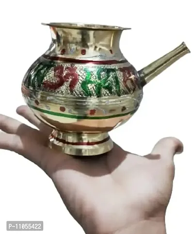 Salvus APP SOLUTIONS Handpainted Metal Karwa Chauth Lota/Kalash for Pooja/Gift Item & Showpiece (Multicolor_4x4 Inch)-thumb2