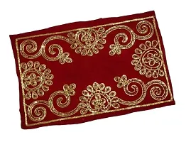 Salvus APP SOLUTIONS Handcrafted Fabric Red Color Cloth Asan/Asan Kapda for Chowki (14X9 inch)-thumb4