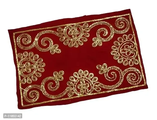 Salvus APP SOLUTIONS Handcrafted Fabric Red Color Cloth Asan/Asan Kapda for Chowki (14X9 inch)-thumb5