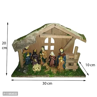 Salvus App SOLUTIONS Beautifully Handmade Wood Hut with Marble Power Made Mary Joseph Jesus/Nativity Set/Crib Set- 25 x 18 x 10 cm-thumb4