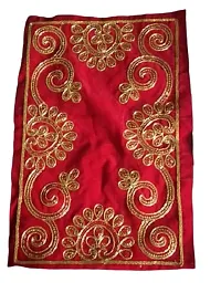 Salvus APP SOLUTIONS Handcrafted Fabric Red Color Cloth Asan/Asan Kapda for Chowki (14X9 inch)-thumb1