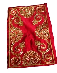 Salvus APP SOLUTIONS Handcrafted Fabric Red Color Cloth Asan/Asan Kapda for Chowki (14X9 inch)-thumb3