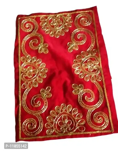 Salvus APP SOLUTIONS Handcrafted Fabric Red Color Cloth Asan/Asan Kapda for Chowki (14X9 inch)-thumb4