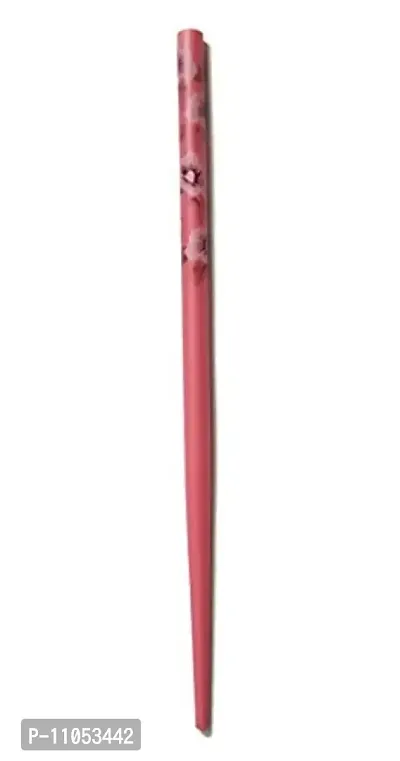 Salvus APP SOLUTIONS Handmade Pink Wooden Leaf Design Hair Stick/Juda Pin for Women  Girls-thumb3
