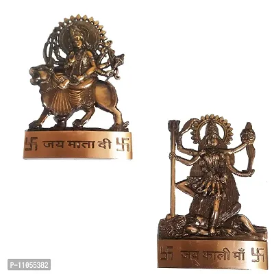 Salvus APP SOLUTIONS Oxidized Metal God Durga Maa & Kali Maa for Temple Decor, Showpiece for Home-Office Decor & Car Dashboard (Set of 2)