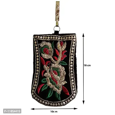 Salvus App SOLUTIONS Beautifully Black with Green-Red Flower Work Mobile Bag-thumb2
