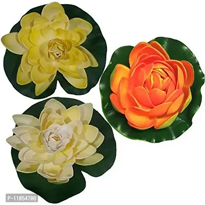 SK Crafts Floating Artificial Pink & Red Lotus Flower Set of 3-10cm x 10cm x 4cm (LxBxH), Floating Lotus Flower, floating lotus decoration flower, floating flowers for decoration
