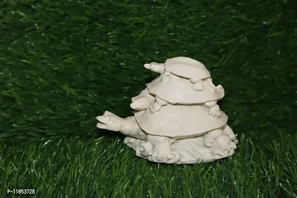 Salvus App SOLUTIONS Marble Dust (Marble Powder) Made Three Tier Feng Shui Tortoise/Turtle Set for Vastu Remedies, Home-Office & Car Dashboard (7 cm)