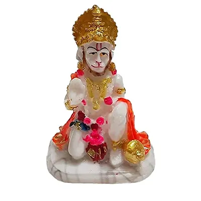 Beautifully Handcrafted Hanuman ji ki murti for Home Temple | Hanuman ji Idols for Car Dashboard for Home D?cor | Marble Hanuman Statue for Home Temple,Office Temple,Workplace and Divine Places