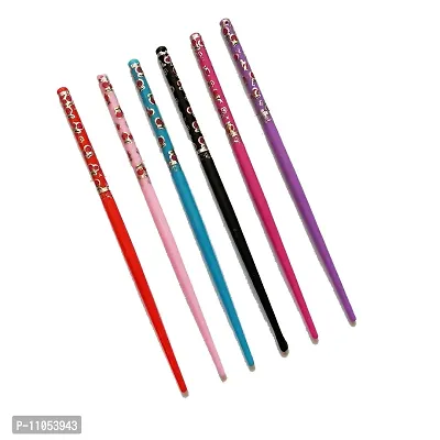 Salvus App SOLUTIONS Stylish Multicolor Metal Hair Stick Set of 6-thumb0