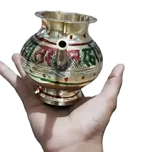 Salvus APP SOLUTIONS Handpainted Metal Karwa Chauth Lota/Kalash for Pooja/Gift Item & Showpiece (Multicolor_4x4 Inch)-thumb3