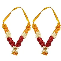 Salvus APP SOLUTIONS Artificial Yellow & Red Jasminum Garland/Pooja Haar Mala for Small Idols & Photo Frame, Set of 2 (3 Inch)-thumb3
