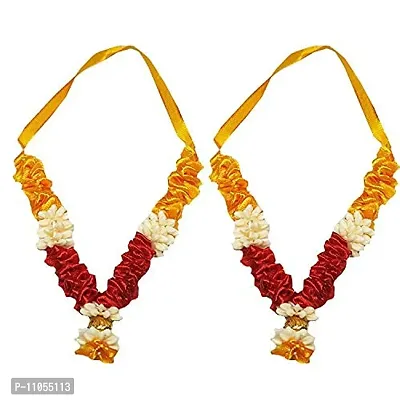 Salvus APP SOLUTIONS Artificial Yellow & Red Jasminum Garland/Pooja Haar Mala for Small Idols & Photo Frame, Set of 2 (3 Inch)-thumb4