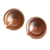 Salvus APP SOLUTIONS Traditional Round Shape Copper Deepak/Diya for Pooja, Home-Office Decor & Gift Showpiece, Set of 2 (Brown) (1 Inch)-thumb2