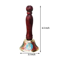 Salvus APP SOLUTIONS Handmade Handheld Brass Puja Bell with Wooden Handle for Poojan Purpose, 6.5 Inch, Multicolour-thumb1