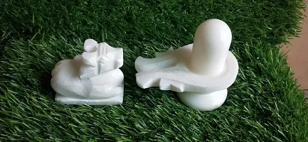 Salvus APP SOLUTIONS White Marble Handcrafted Shivling and Nandi Statue (3.5 x 3.5 Inch)-thumb1