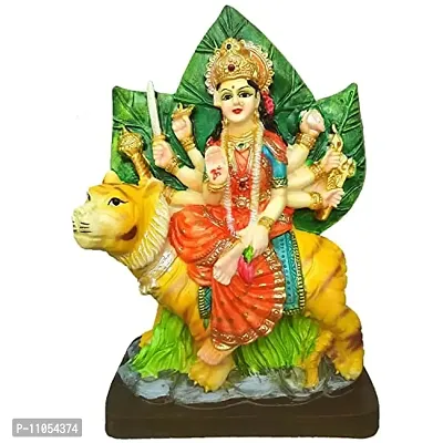 SK Craft Polyresin Mix Marble Power Goddess Maa Durga Devi Handicraft Spiritual Puja Vastu Showpiece Figurine Religious Murti (Standard Size, Multicolour)-thumb0
