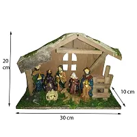 Salvus App SOLUTIONS Beautifully Handmade Wood Hut with Marble Power Made Mary Joseph Jesus/Nativity Set/Crib Set- 25 x 18 x 10 cm-thumb1