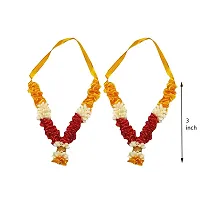 Salvus APP SOLUTIONS Artificial Yellow & Red Jasminum Garland/Pooja Haar Mala for Small Idols & Photo Frame, Set of 2 (3 Inch)-thumb1