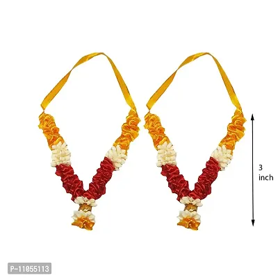 Salvus APP SOLUTIONS Artificial Yellow & Red Jasminum Garland/Pooja Haar Mala for Small Idols & Photo Frame, Set of 2 (3 Inch)-thumb2