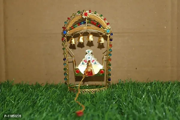 Salvus App SOLUTIONS Multicolor Decorated 4 Bell Metal Krishna Jhula with Laddu Gopal-5 Inches