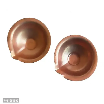 Salvus APP SOLUTIONS Traditional Round Shape Copper Deepak/Diya for Pooja, Home-Office Decor & Gift Showpiece, Set of 2 (Brown) (1 Inch)