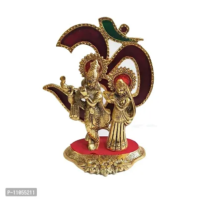 Salvus App SOLUTIONS Golden Metal Multicolor OM Radha Krishna Murti, Statue for Home-Table, Office Decor, Car Dashboard  Gift (7 inch)-thumb5