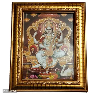Salvus App SOLUTIONS Beautiful Photo Frame Along with Goddess Saraswati's Picture, Idol Photo Frame(Brown_8.5x7 inch)-thumb0