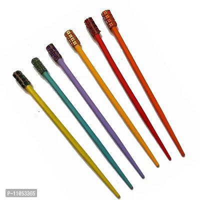 Salvus App SOLUTIONS Beautiful Moti Work Multicolor Hair Stick for Girls-Set of 6, Juda Stick for Women, Juda Pin