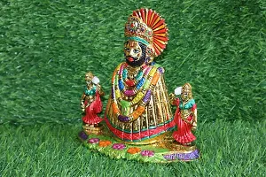 Salvus APP SOLUTIONS Handmade Multicolor Metal Lord Khatu Shyam Ji with 2 Devi riddhi siddhi Murti/Statue for Pooja, Home-Office Decor & Car Dashboard (6 Inch)-thumb2