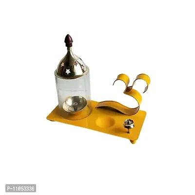 Salvus APP SOLUTIONS Traditional Brass Om Diya/Deepak with Agarbatti Stand for Pooja & Home-Temple Decor (6x7 Inch) (Yellow)-thumb4