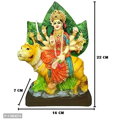 SK Craft Polyresin Mix Marble Power Goddess Maa Durga Devi Handicraft Spiritual Puja Vastu Showpiece Figurine Religious Murti (Standard Size, Multicolour)-thumb3