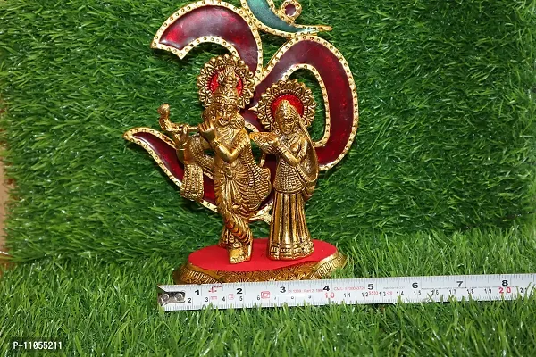Salvus App SOLUTIONS Golden Metal Multicolor OM Radha Krishna Murti, Statue for Home-Table, Office Decor, Car Dashboard  Gift (7 inch)-thumb3