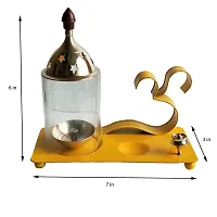 Salvus APP SOLUTIONS Traditional Brass Om Diya/Deepak with Agarbatti Stand for Pooja & Home-Temple Decor (6x7 Inch) (Yellow)-thumb1