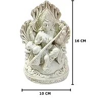 SK Craft Polyresin Mix Marble Power Goddess Maa Saraswati Statue Goddess Sitting Idol Statue-16x10(HxW) cm-thumb1