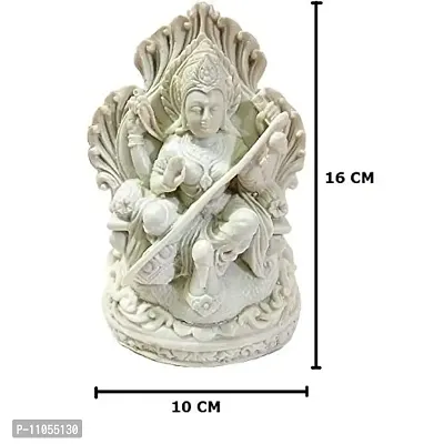 SK Craft Polyresin Mix Marble Power Goddess Maa Saraswati Statue Goddess Sitting Idol Statue-16x10(HxW) cm-thumb2