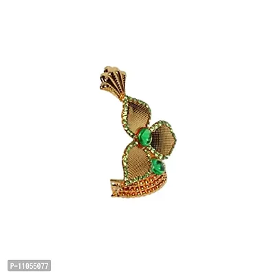 Salvus App SOLUTIONS Beautiful Golden and Flower Shaped Mukut with Golden & Green Moti for laddu Gopal/Krishna Statue (Size-2x3 Inch)-thumb2
