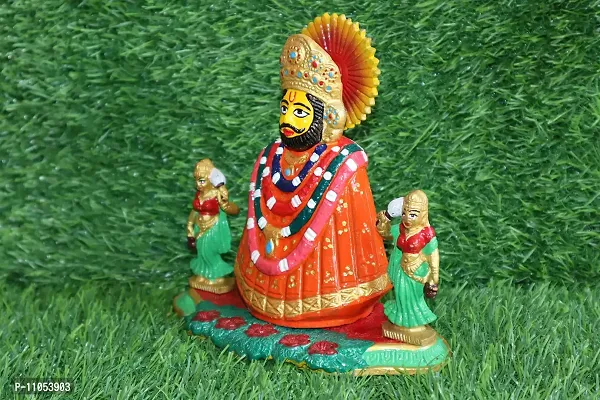 Salvus APP SOLUTIONS Handmade Metal Lord Khatu Shyam Ji Murti/Statue for Pooja, Home-Office Decor (6 Inch)-thumb2